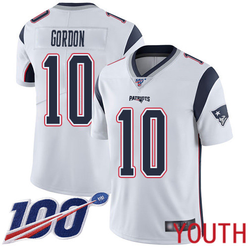 New England Patriots Football #10 Vapor Untouchable 100th Season Limited White Youth Josh Gordon Road NFL Jersey